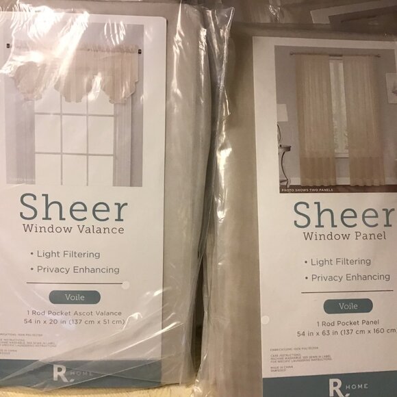 NIP 10 Piece Sheer Window Valance and curtain panels Please read - Picture 1 of 8